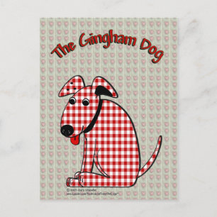 Gingham Hund vycard Vykort