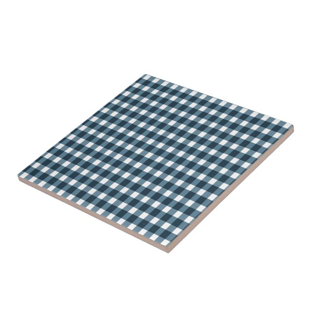 Gingham Indigo Blue Mönster Kakelplatta (Sidan)
