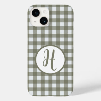 Gingham Initial Monogram Circle Sage Grönt Checks