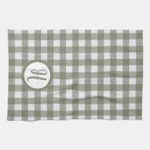 Gingham Initial Monogram Sage Grönt Checks