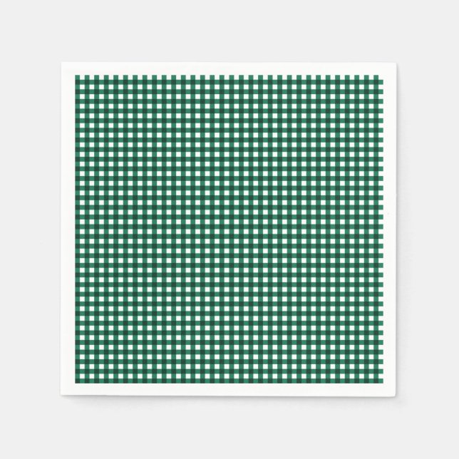 Gingham-Jade Grönt-Papper Napkins Pappersservett (Framsidan)