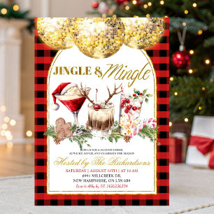Gingham Jingle Mingle Jul Cocktailfest Inbjudningar