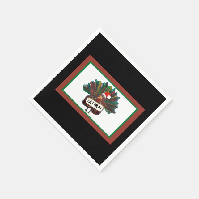 Gingham Jul Funny Turkiet Santa Hat Napkins Pappersservett (Hörn)