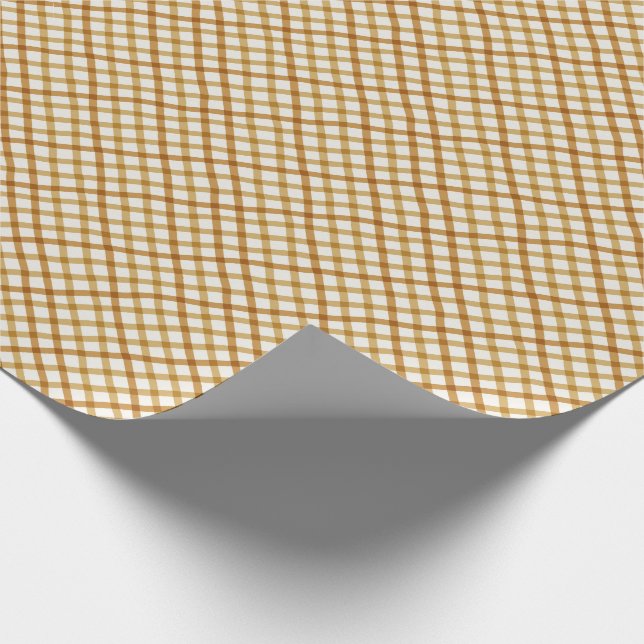 Gingham Jul Wrapping Papper i Guld Presentpapper (Hörn)