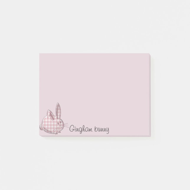 gingham kanin - rosa post-it block (Framsida)