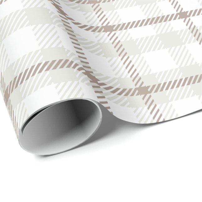 Gingham karamellfärgad kaffelatte-ränder  presentpapper (Rullad Hörn)
