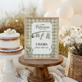 Gingham Klädtorklina Fiske Baby Shower Förmån Poster