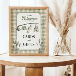 Gingham Klädtorklina Fiske Baby Shower Present Poster