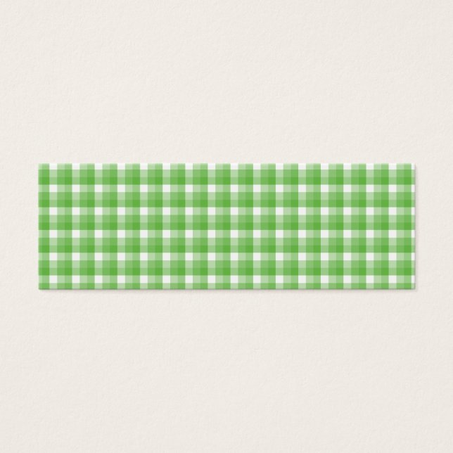 Gingham kolla mönster. Grönt och vitt. Litet Visitkort (Framsidan)