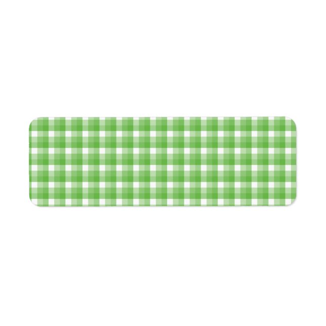 Gingham kolla mönster. Grönt och vitt. Returadress Etikett (Framsidan)