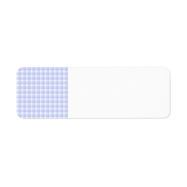 Gingham kolla mönster. Ljusblå och vit. Returadress Etikett (Framsidan)