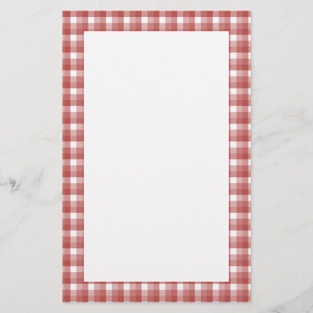 Gingham kolla mönster. Röd och vit. Brevpapper (Framsida)