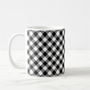 Gingham-kontroller med svart och vitt medium-diago kaffemugg