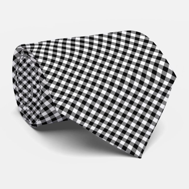 Gingham-kontroller med svart och vitt medium-diago slips (Rullad)