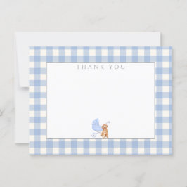 Gingham Kryss Hund Bebis Babyshower Tacksamhetskor Vykort