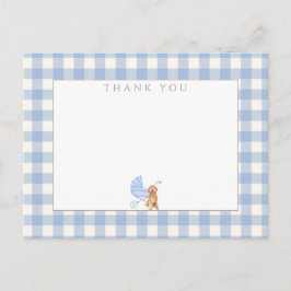 Gingham Kryss Hund Bebis Babyshower Tacksamhetskor Vykort