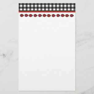 Gingham Ladybug Stationary Brevpapper