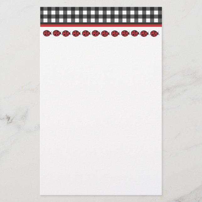 Gingham Ladybug Stationary Brevpapper (Framsida)