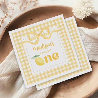 Gingham Lemon ThBäste födelsedag Pappersservett