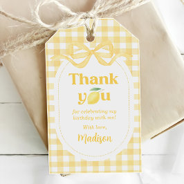 Gingham Lemon ThBäste födelsedag Presentetikett