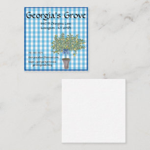 Gingham Lemons Lemon Träd Fyrkantigt Visitkort