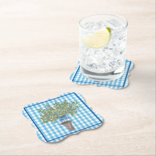 Gingham Lemons Lemon Träd Napkins Underlägg Papper