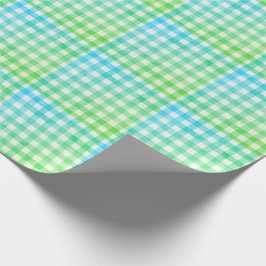 Gingham Lime Green Blue Modern Simple Check Presentpapper
