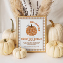 Gingham Liten Pumpa Tidskapsel Bordsskylt
