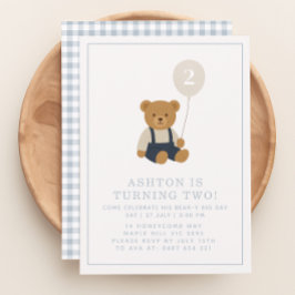 Gingham, liten teddybjörn födelsedag inbjudningar