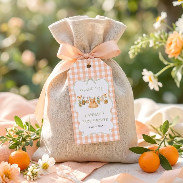 Gingham Little Cutie Baby Shower Presentetikett (Skapare uppladdad)
