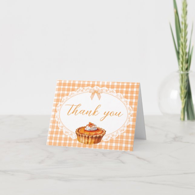 Gingham Little Cutie Paj Baby Shower Tack Kort (Framsida)