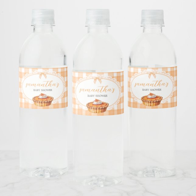 Gingham Little Cutie Paj Baby Shower Vattenflaskor Etikett (Flaskor)