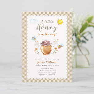 Gingham Little Honey Bee Baby Shower Inbjudningar