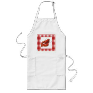 Gingham Lobster Apron Långt Förkläde
