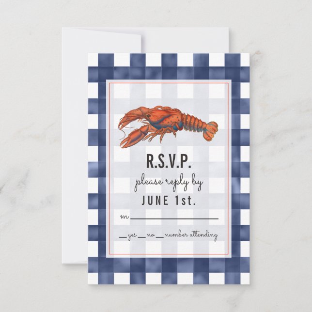Gingham Lobster Rustic Bröllop OSA (Framsida)