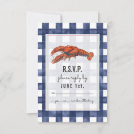 Gingham Lobster Rustic Bröllop OSA Kort