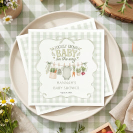 Gingham Lokalt Odlad Baby Shower Pappersservett