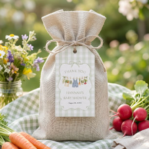 Gingham Lokalt Odlad Baby Shower Presentetikett