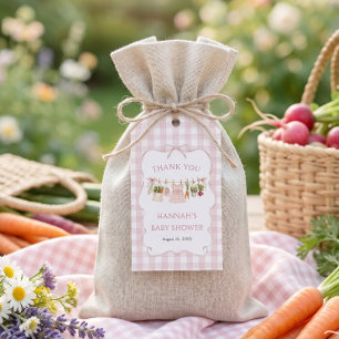 Gingham Lokalt Odlad Baby Shower Presentetikett