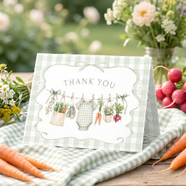 Gingham Lokalt Odlad Baby Shower Tack Kort