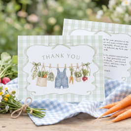 Gingham Lokalt Odlad Pojke Babyfirande Tack Kort