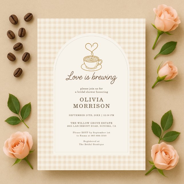 Gingham Love is Brewing Coffee Bridal Shower Inbjudningar (Skapare uppladdad)