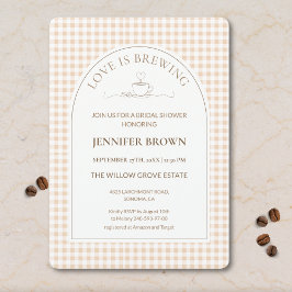 Gingham Love Is Brewing Coffee Bridal Shower Inbjudningar