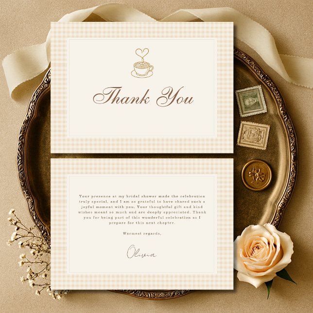 Gingham Love is Brewing Coffee Bridal Shower Tack Kort (Skapare uppladdad)