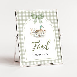 Gingham Mallard Anka Baby Shower Food Sign Poster