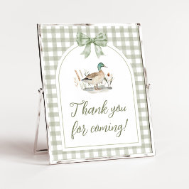 Gingham Mallard Anka Baby Shower Tack för att du s Poster