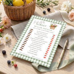 Gingham Market He She Said Bröllopsdusch Spelkort Inbjudningar