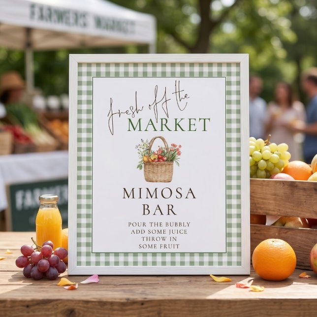 Gingham Market Mimosa Bar skylt Bröllopsdusch (Skapare uppladdad)