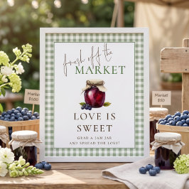 Gingham Marknad Kärlek är Sött Tecken Bröllopsdusc Poster