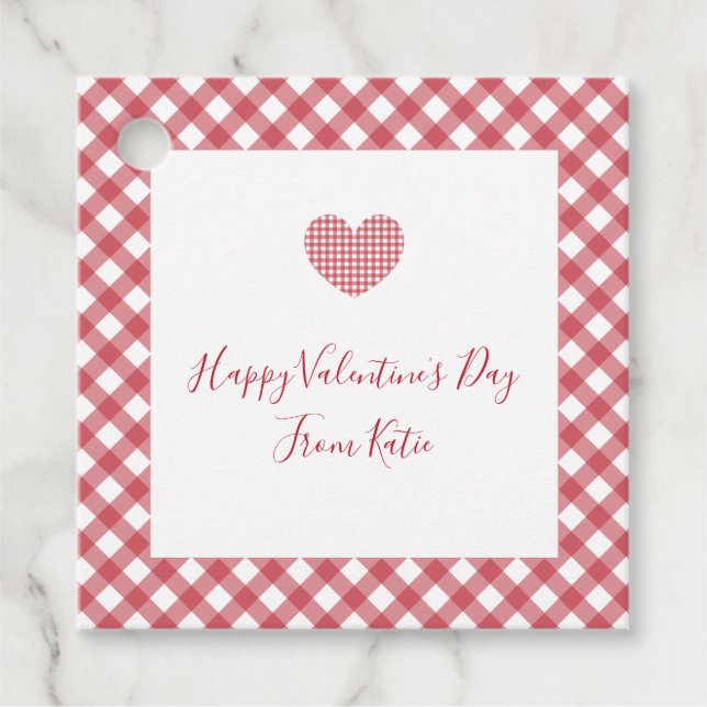 Gingham-märkre för Valentindagen Gåvor Etiketter (Framsida)